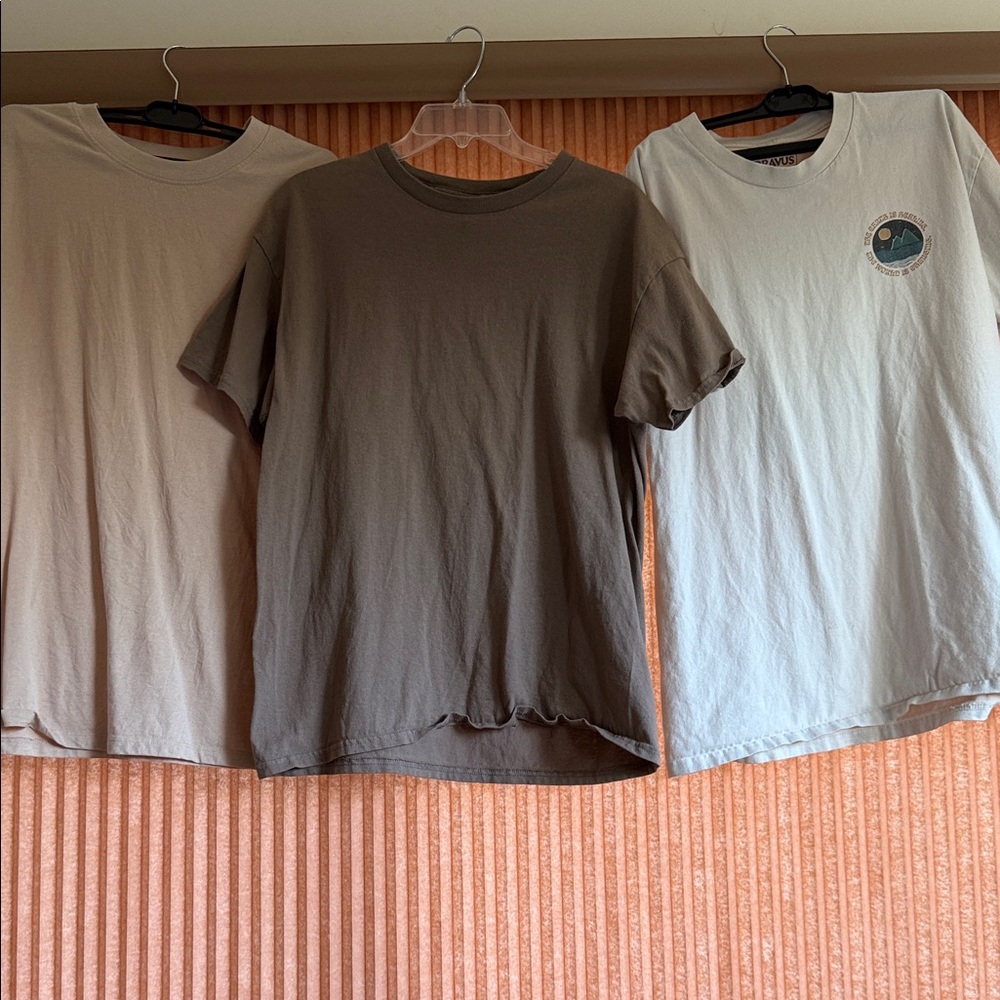 Men's Casual T-Shirt Set - Tan, Brown, Cream